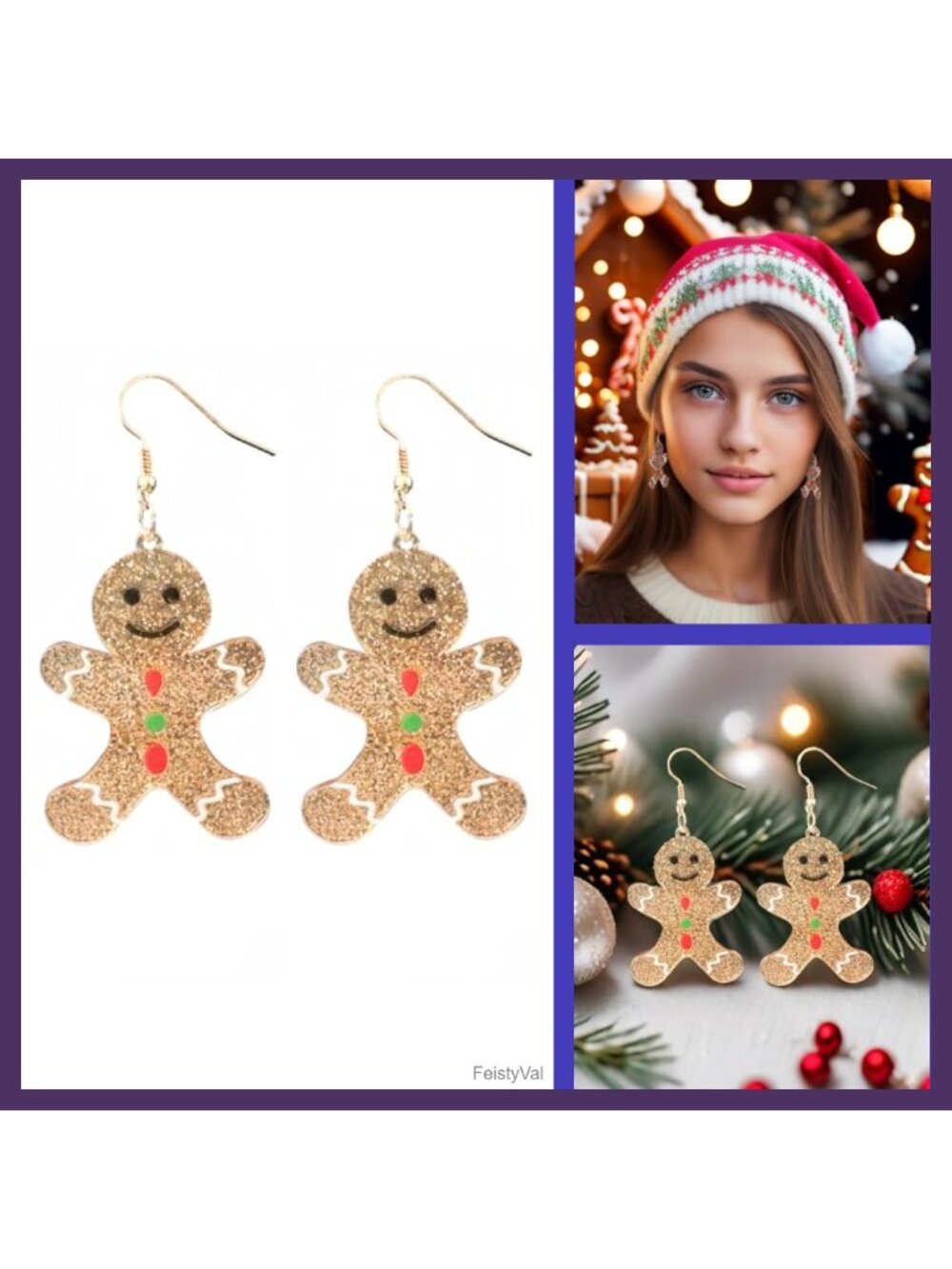 Christmas Acrylic Dangle Earrings Holiday Jewelry Gift